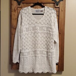 Simpatico Sportswear 90s Cream Knit Cotton Ramie Sweater Size Small
